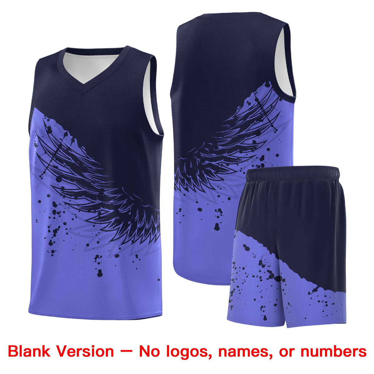 Custom Purple Navy Wing Pattern Sports Uniform Basketball Jersey