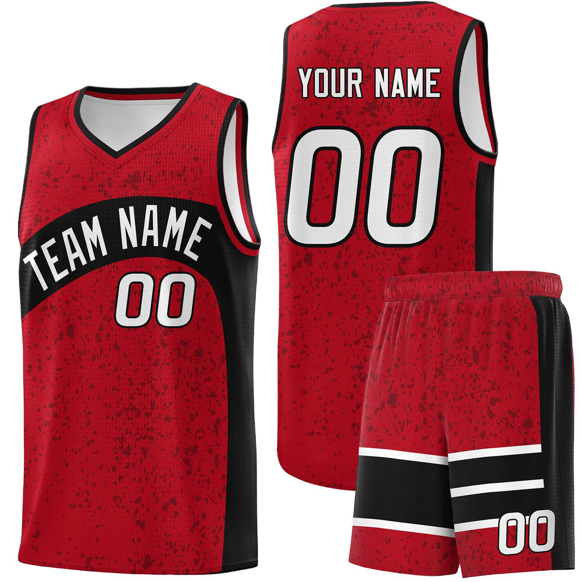 Custom Red Black Dot Graffiti Pattern Irregular Team Names Sports Uniform Basketball Jersey| KXKSHOP