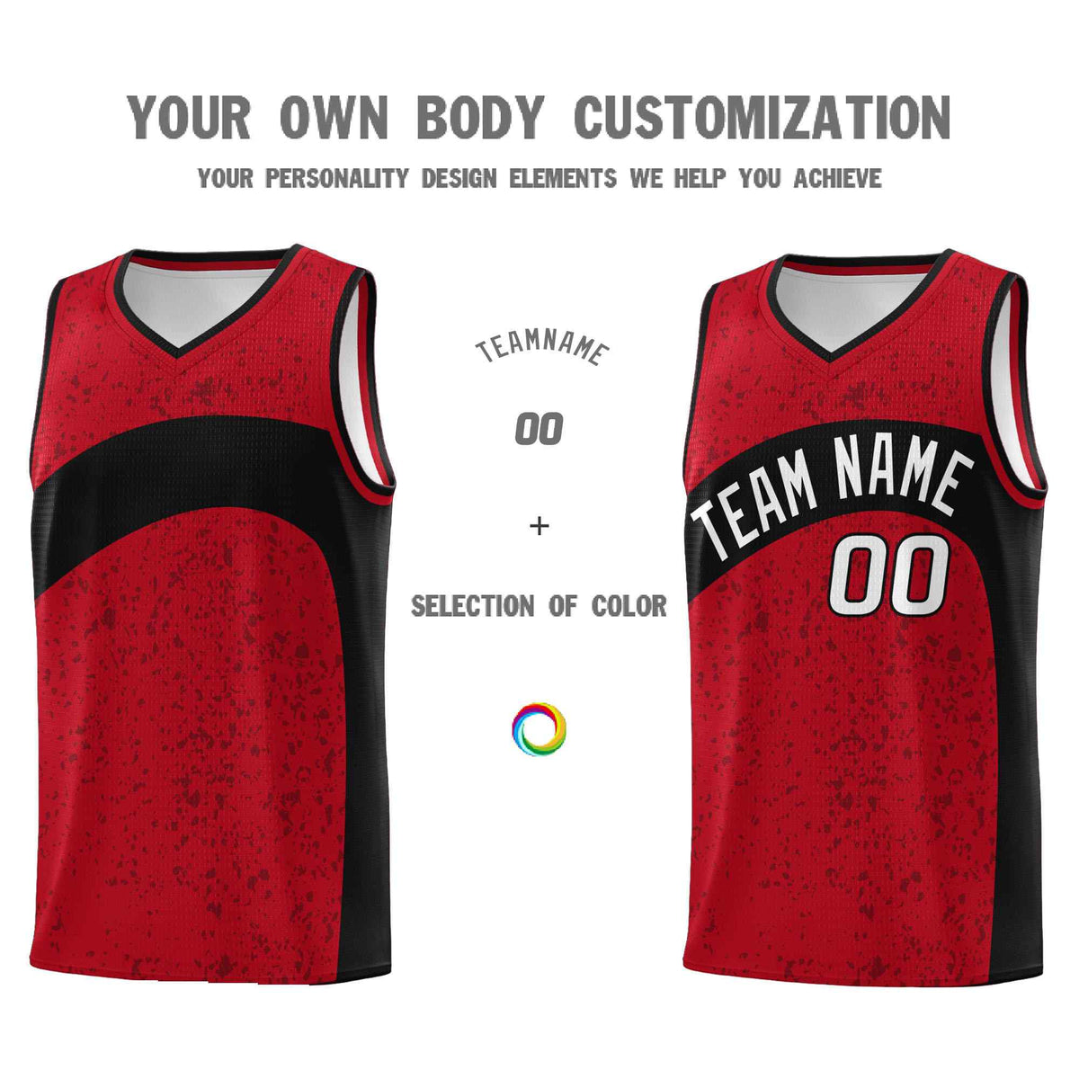 Custom Red Black Dot Graffiti Pattern Irregular Team Names Sports Uniform Basketball Jersey
