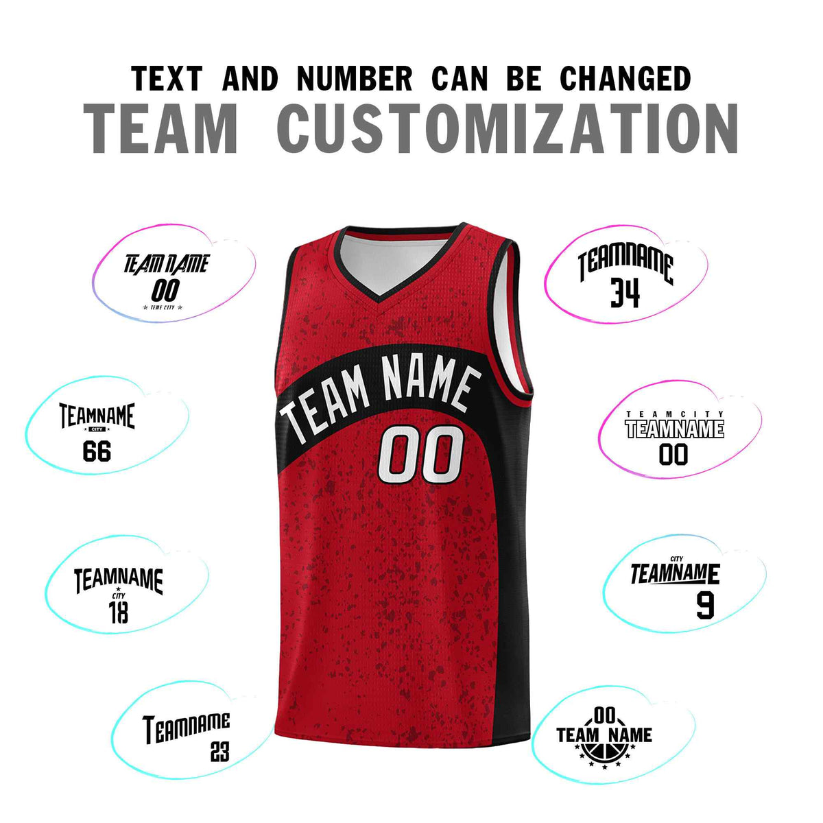 Custom Red Black Dot Graffiti Pattern Irregular Team Names Sports Uniform Basketball Jersey