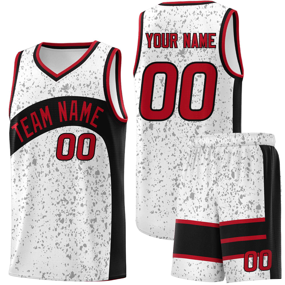 Custom White Black Dot Graffiti Pattern Irregular Team Names Sports Uniform Basketball Jersey| KXKSHOP