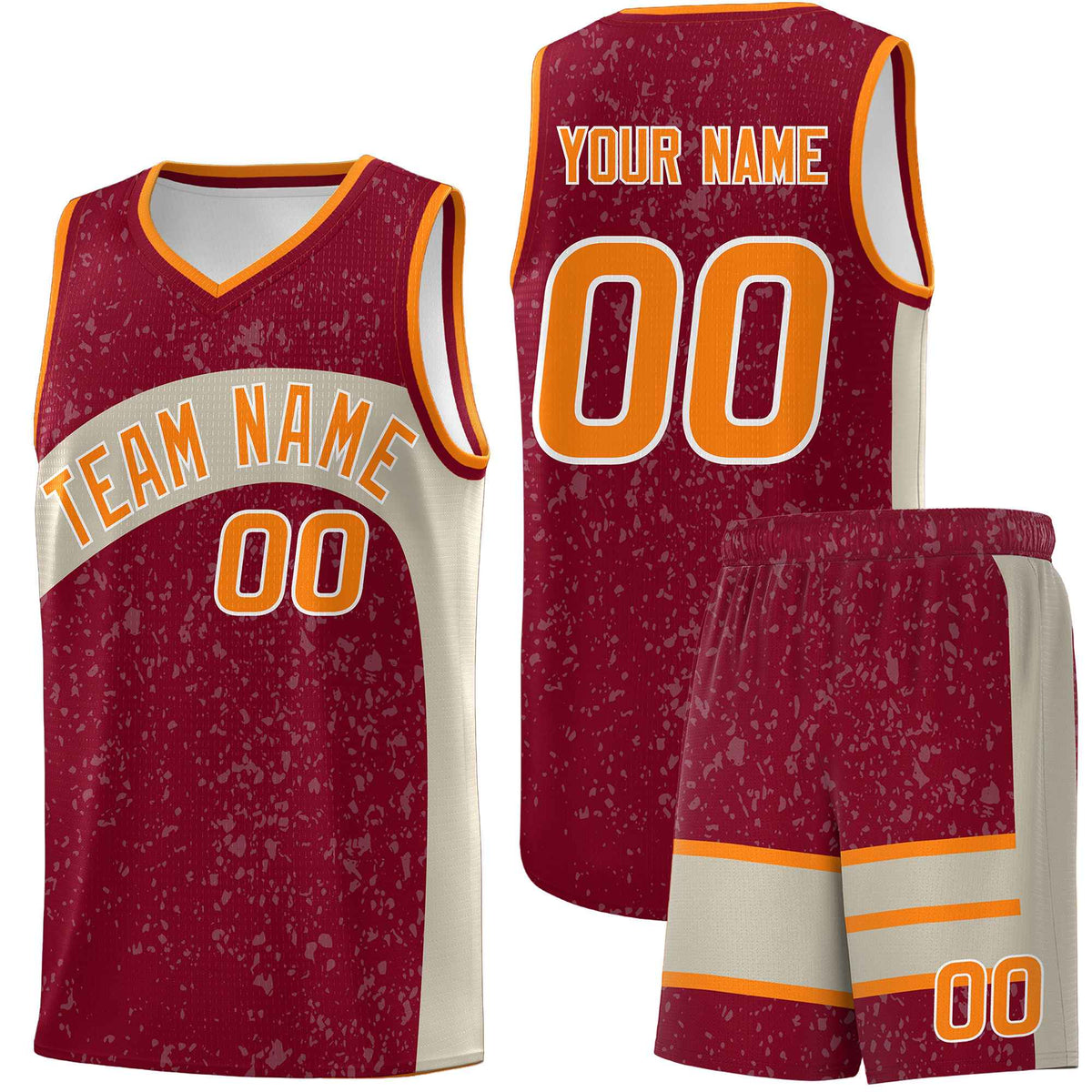 Custom Maroon Brazilian Sand Dot Graffiti Pattern Irregular Team Names Sports Uniform Basketball Jersey| KXKSHOP