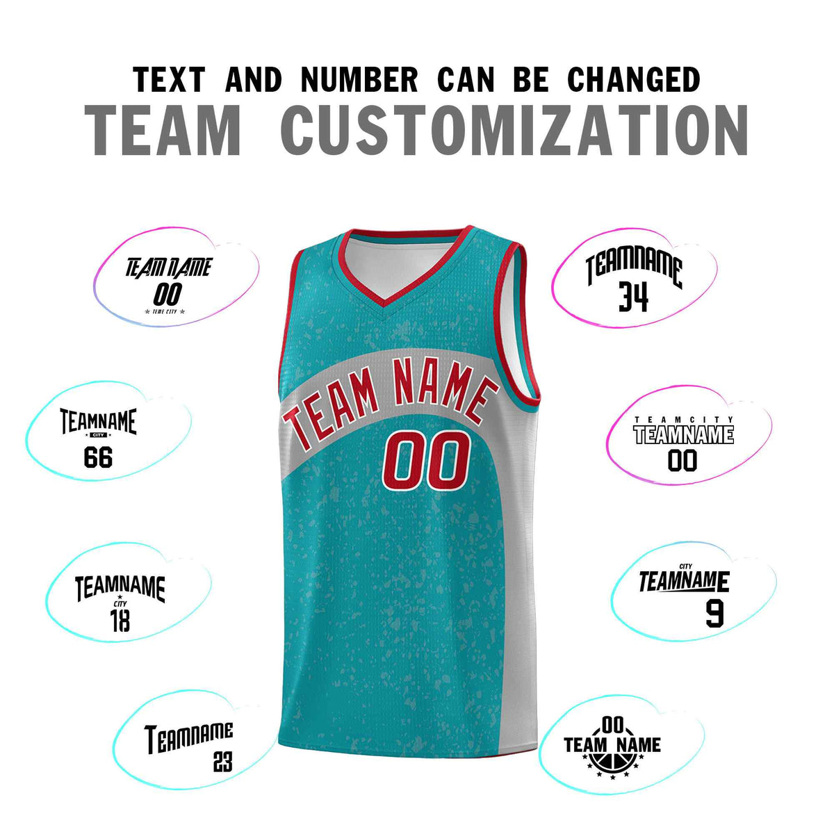 Custom Aqua Light Gray Dot Graffiti Pattern Irregular Team Names Sports Uniform Basketball Jersey