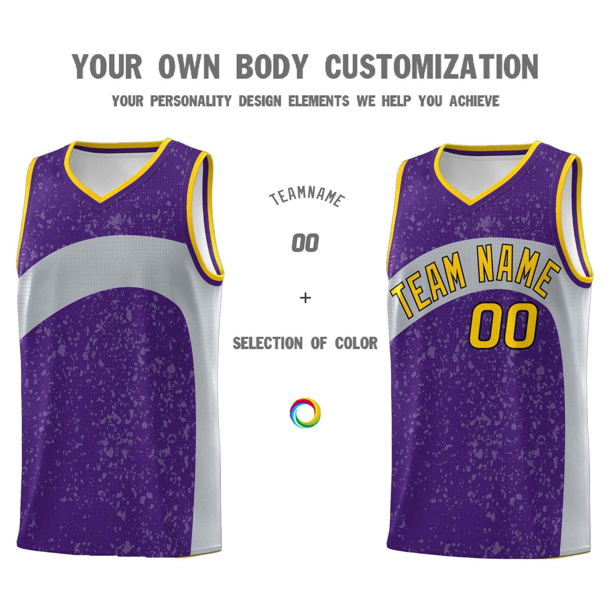 Custom Purple Light Gray Dot Graffiti Pattern Irregular Team Names Sports Uniform Basketball Jersey