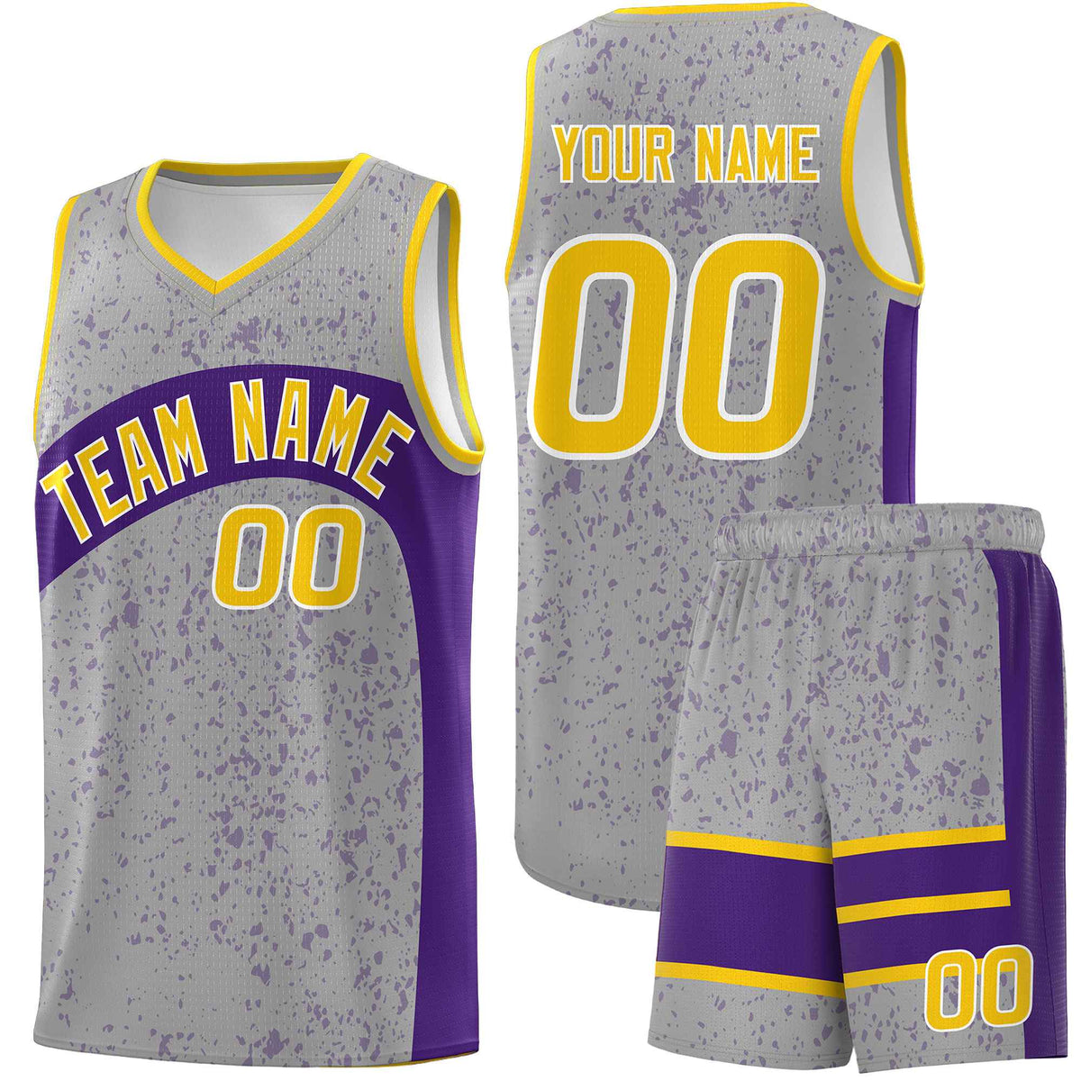 Custom Light Gray Purple Dot Graffiti Pattern Irregular Team Names Sports Uniform Basketball Jersey| KXKSHOP