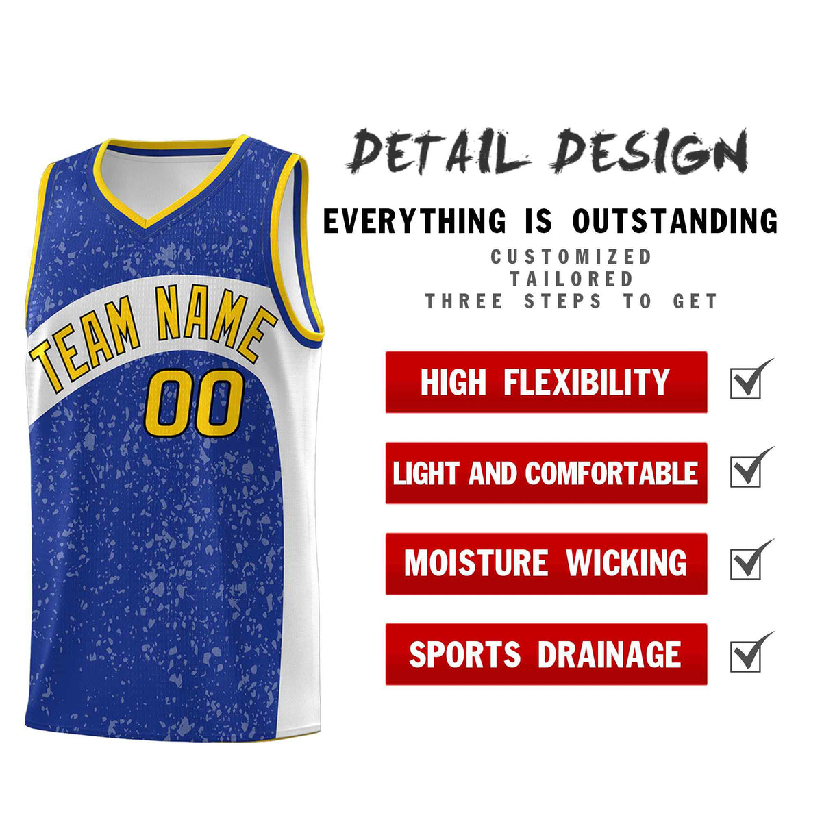 Custom Royal White Dot Graffiti Pattern Irregular Team Names Sports Uniform Basketball Jersey
