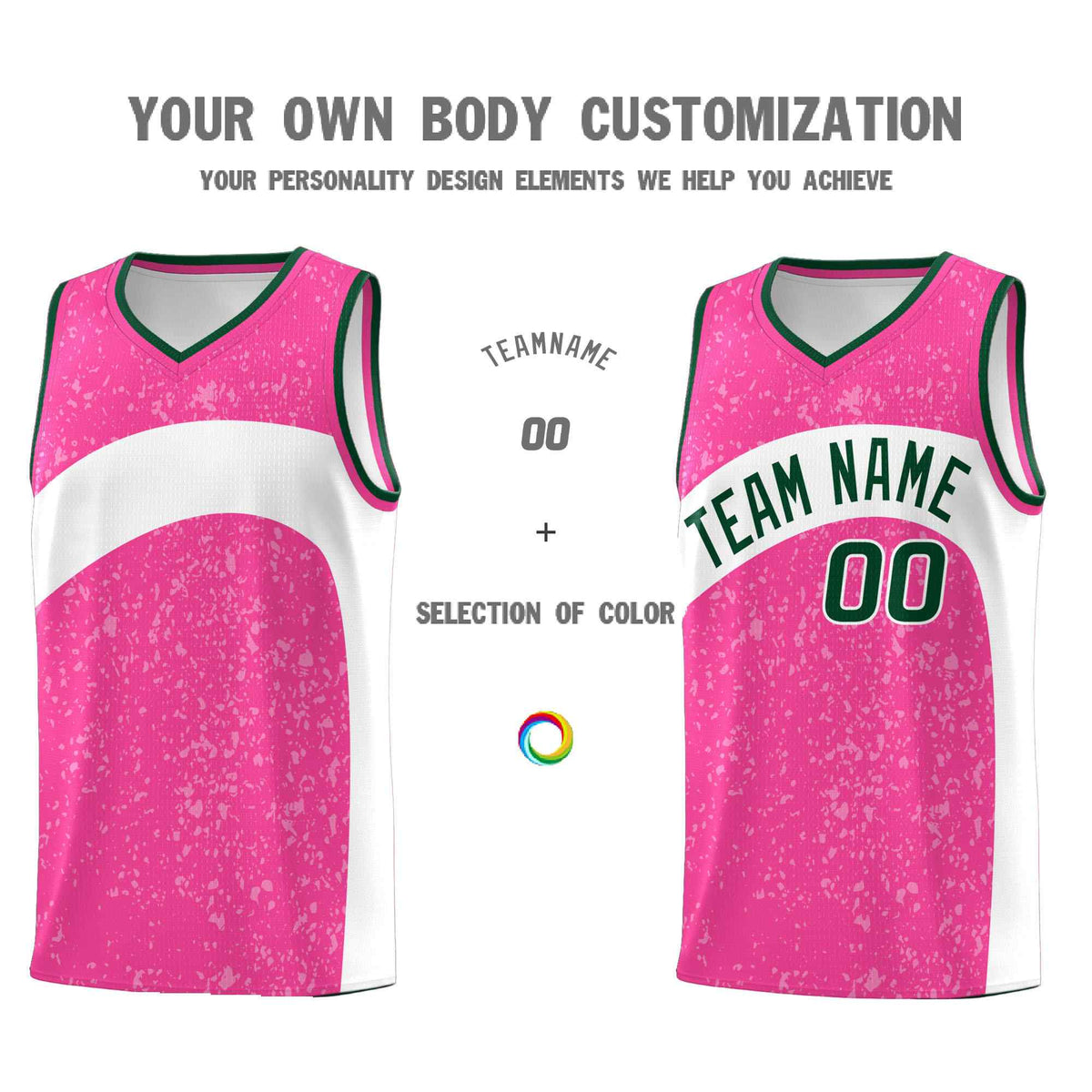 Custom Pink White Dot Graffiti Pattern Irregular Team Names Sports Uniform Basketball Jersey