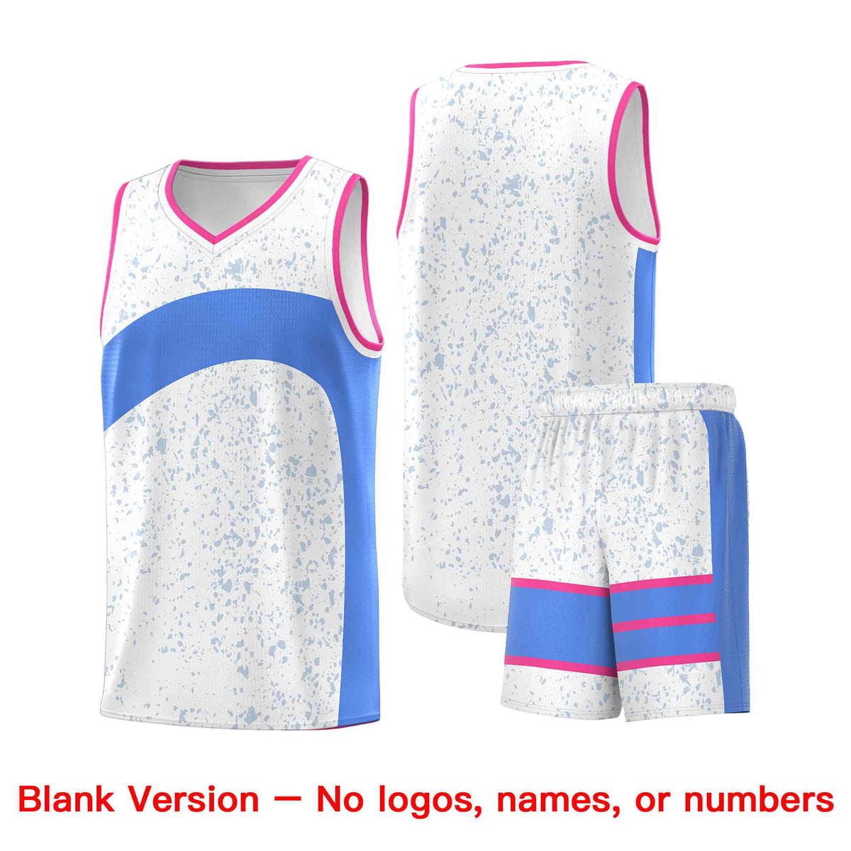 Custom White Powder Blue Dot Graffiti Pattern Irregular Team Names Sports Uniform Basketball Jersey