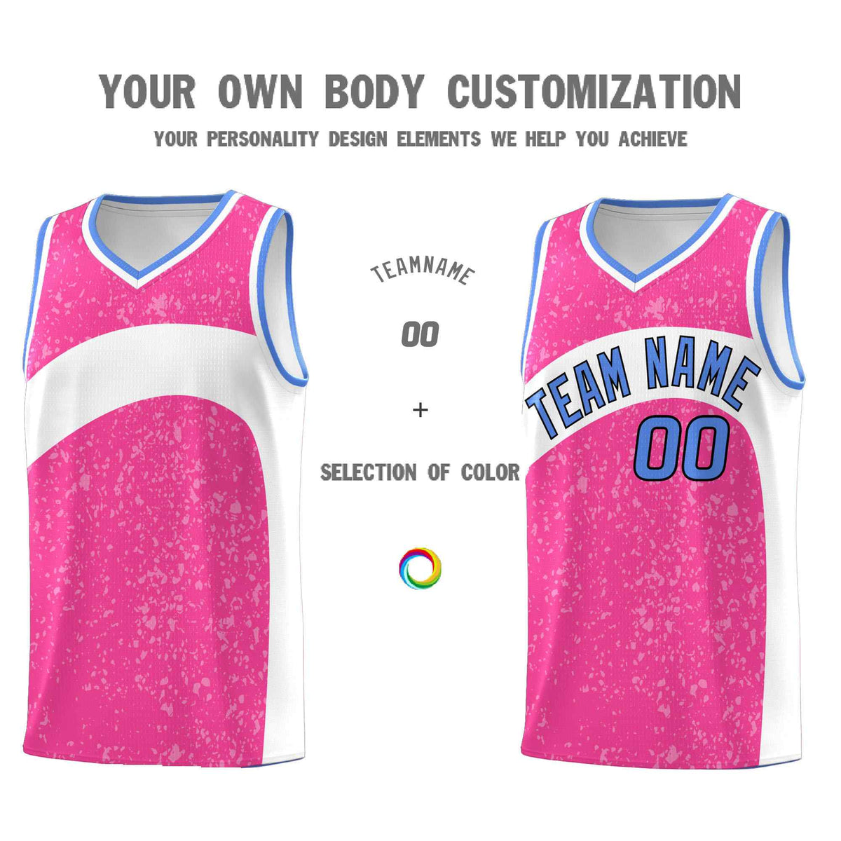 Custom Pink White Dot Graffiti Pattern Irregular Team Names Sports Uniform Basketball Jersey