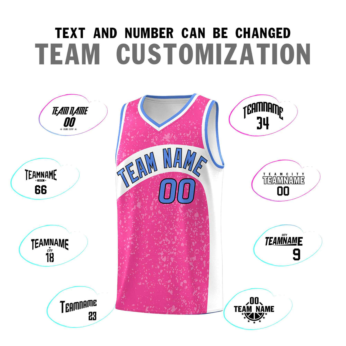 Custom Pink White Dot Graffiti Pattern Irregular Team Names Sports Uniform Basketball Jersey