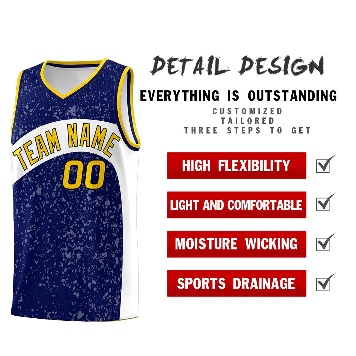 Custom Navy White Dot Graffiti Pattern Irregular Team Names Sports Uniform Basketball Jersey