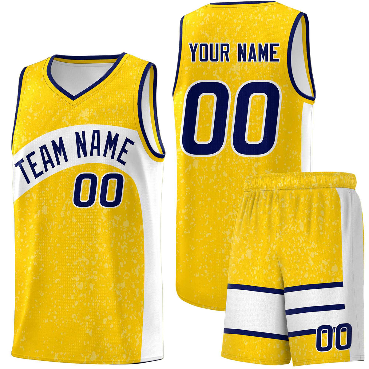 Custom Gold White Dot Graffiti Pattern Irregular Team Names Sports Uniform Basketball Jersey| KXKSHOP