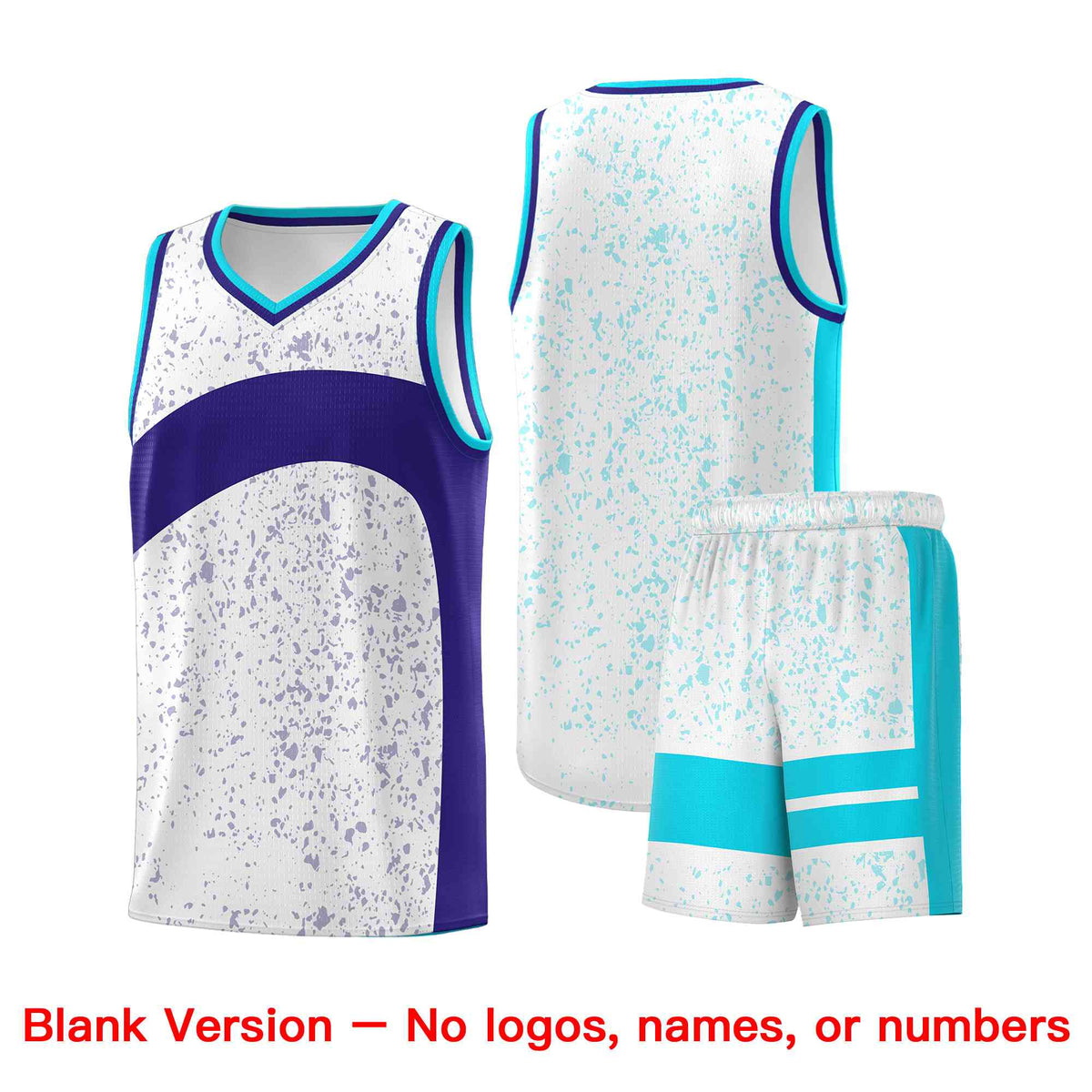Custom White Royal Dot Graffiti Pattern Irregular Team Names Sports Uniform Basketball Jersey