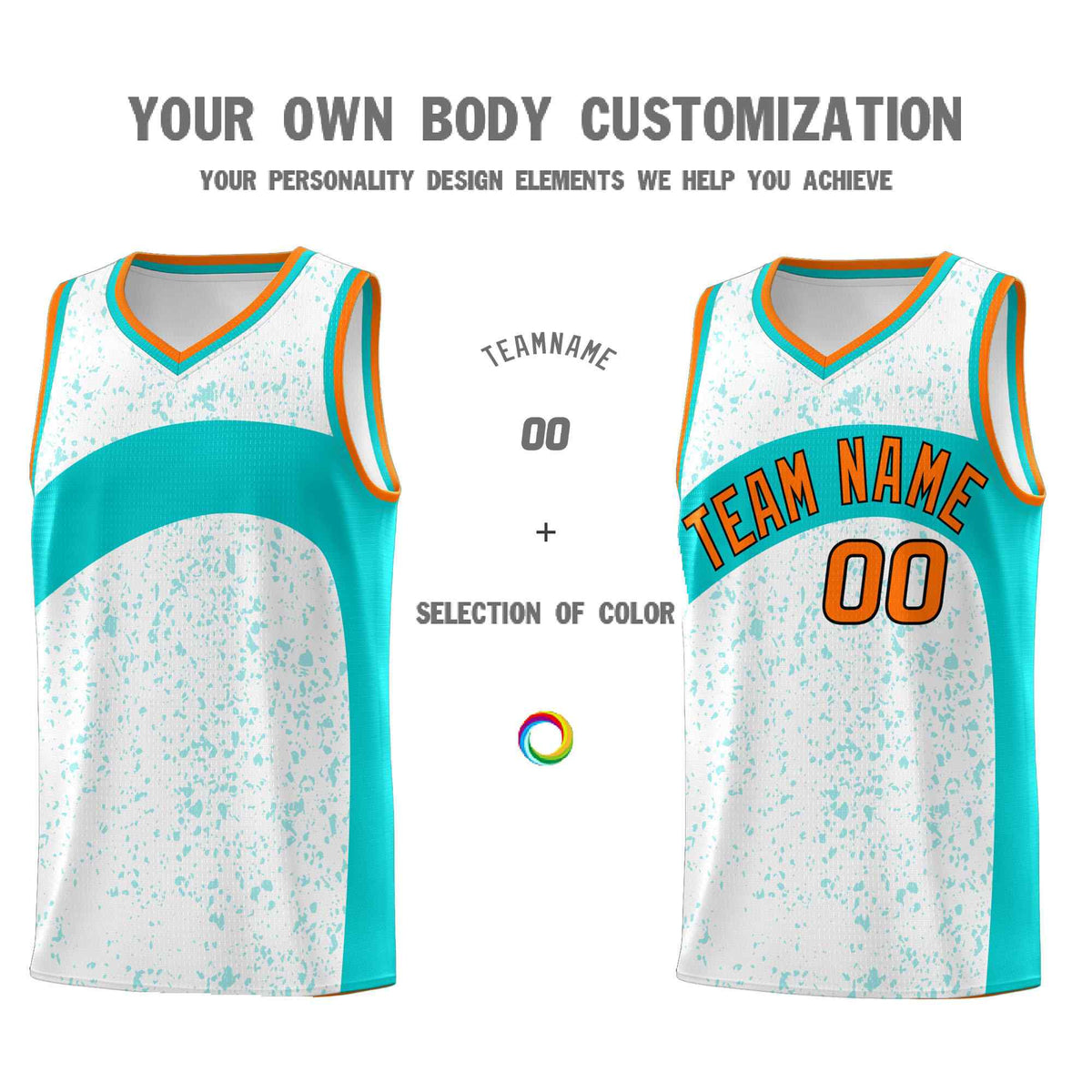 Custom White Aqua Dot Graffiti Pattern Irregular Team Names Sports Uniform Basketball Jersey