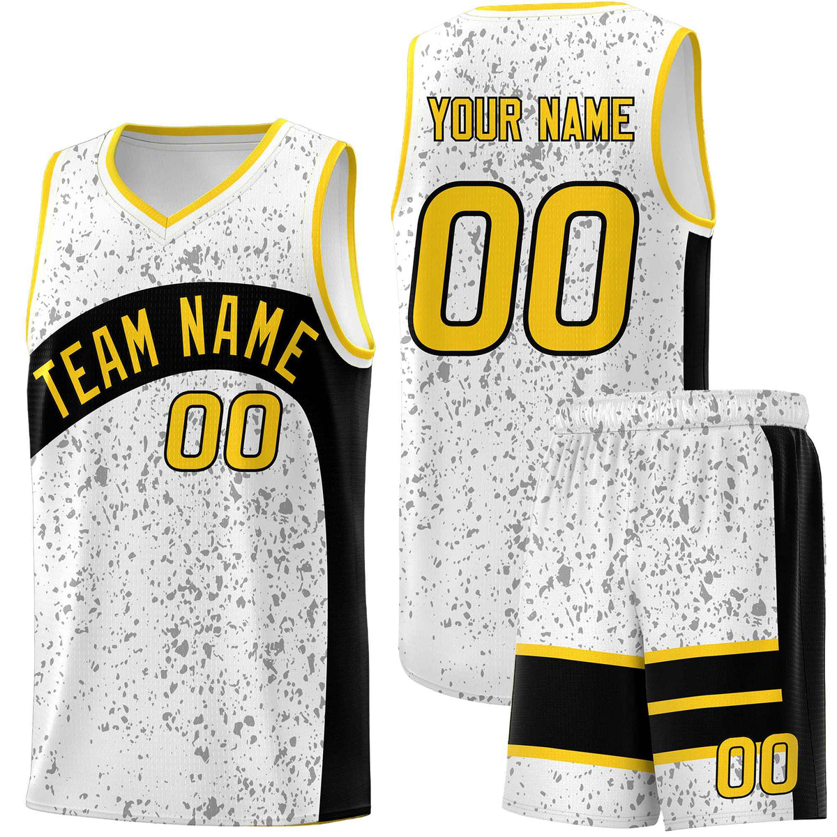 Custom White Black Dot Graffiti Pattern Irregular Team Names Sports Uniform Basketball Jersey| KXKSHOP