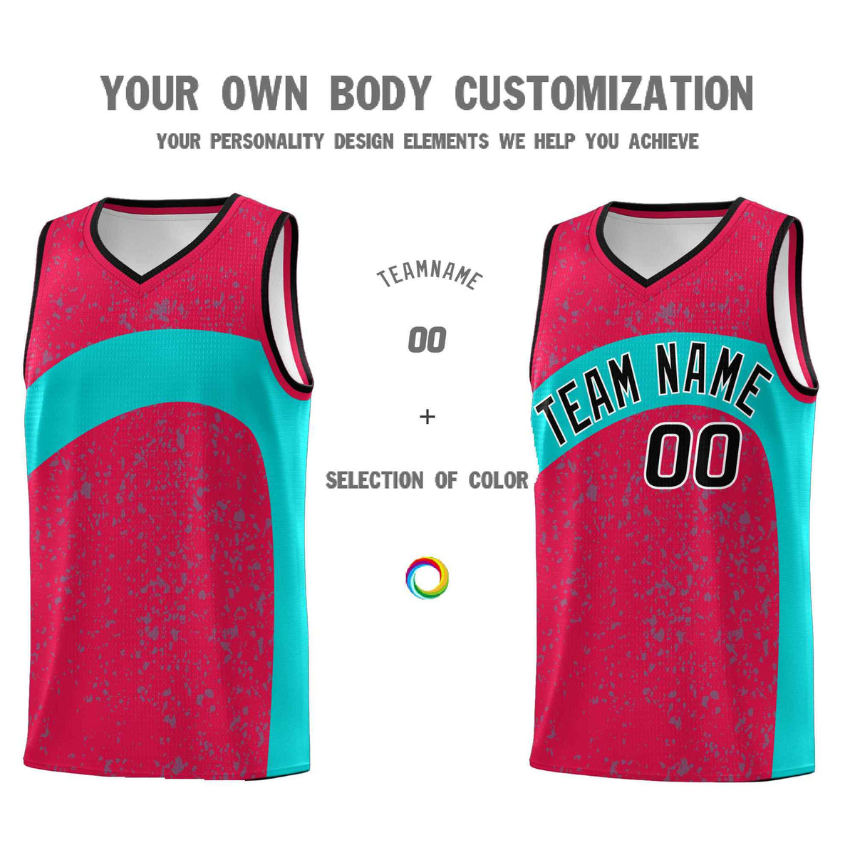 Custom Red Aqua Dot Graffiti Pattern Irregular Team Names Sports Uniform Basketball Jersey