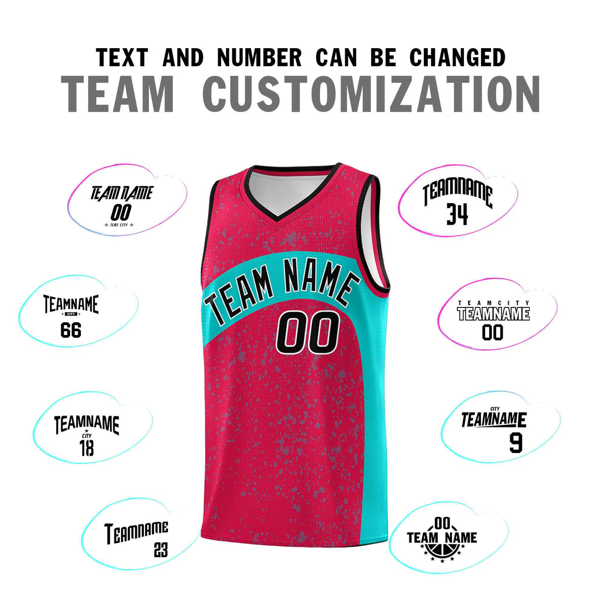 Custom Red Aqua Dot Graffiti Pattern Irregular Team Names Sports Uniform Basketball Jersey