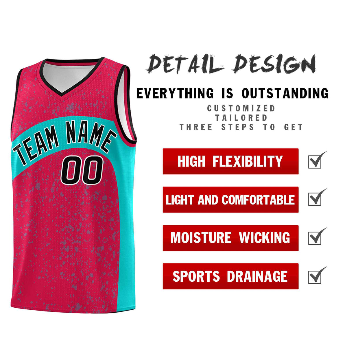 Custom Red Aqua Dot Graffiti Pattern Irregular Team Names Sports Uniform Basketball Jersey