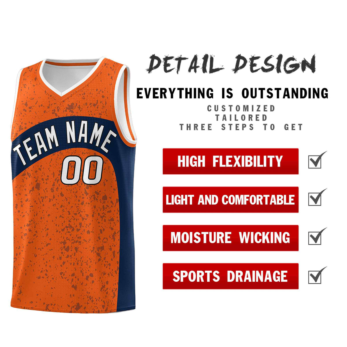 Custom Orange Navy Dot Graffiti Pattern Irregular Team Names Sports Uniform Basketball Jersey