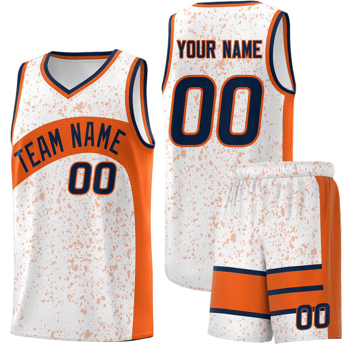 Custom White Orange Dot Graffiti Pattern Irregular Team Names Sports Uniform Basketball Jersey| KXKSHOP