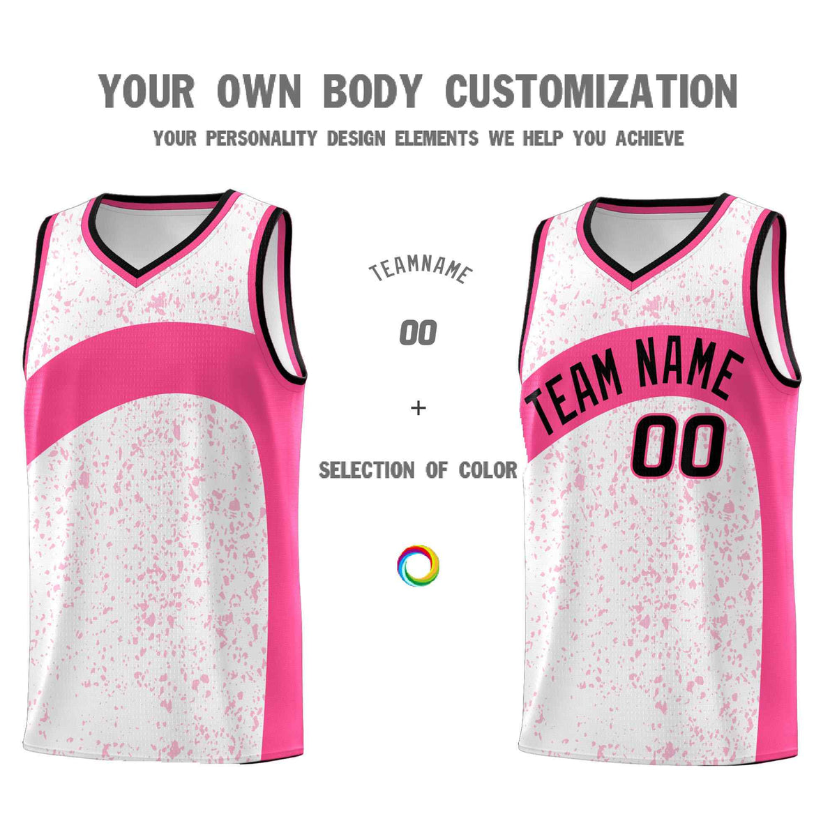 Custom White Pink Dot Graffiti Pattern Irregular Team Names Sports Uniform Basketball Jersey