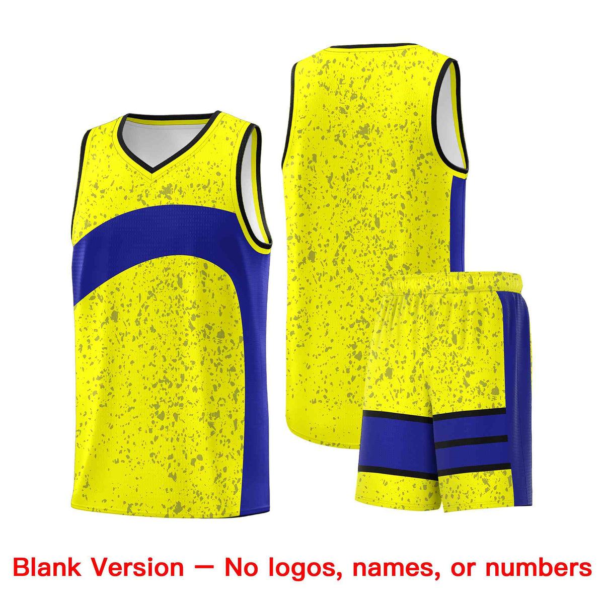 Custom Fluorescent Yellow Royal Dot Graffiti Pattern Irregular Team Names Sports Uniform Basketball Jersey