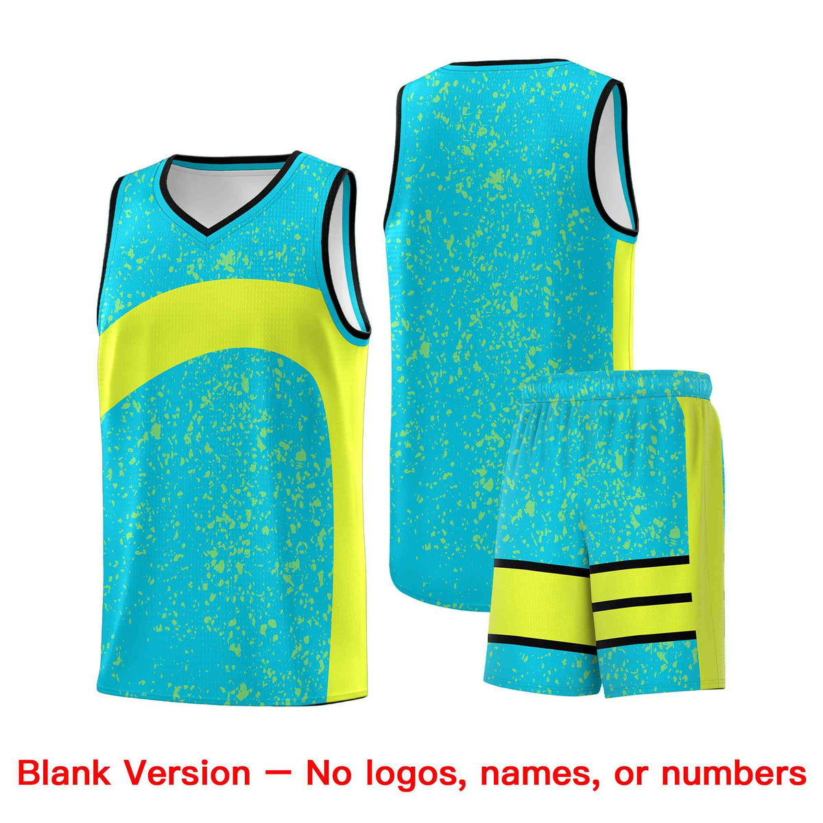 Custom Sky Blue Fluorescent Green Dot Graffiti Pattern Irregular Team Names Sports Uniform Basketball Jersey