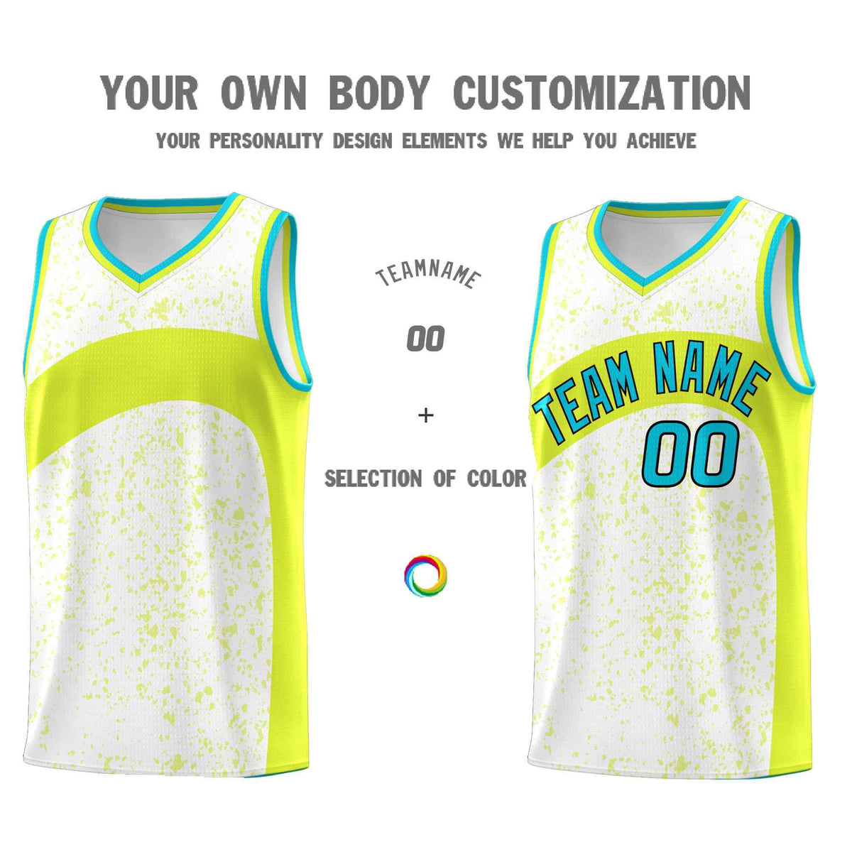 Custom White Fluorescent Green Dot Graffiti Pattern Irregular Team Names Sports Uniform Basketball Jersey