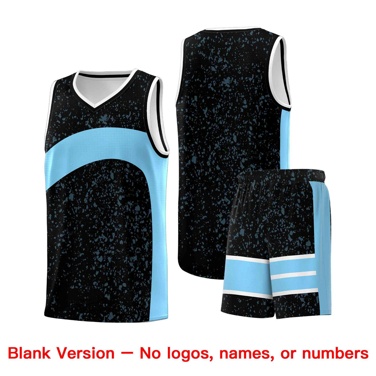 Custom Black Light Blue Dot Graffiti Pattern Irregular Team Names Sports Uniform Basketball Jersey