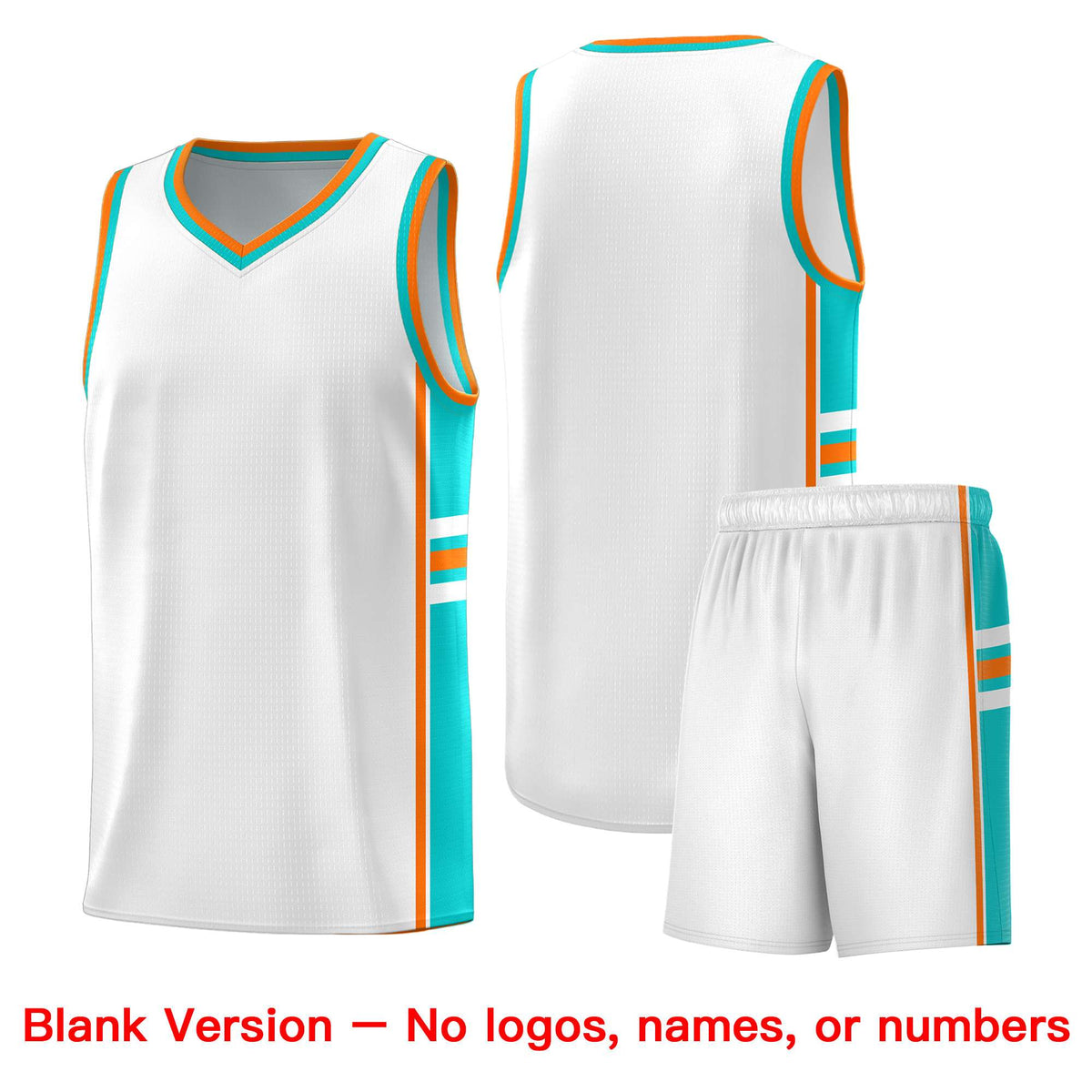 Custom Youth Basketball Jersey - White Aqua Personalized Varsity Two-Tone Uniform