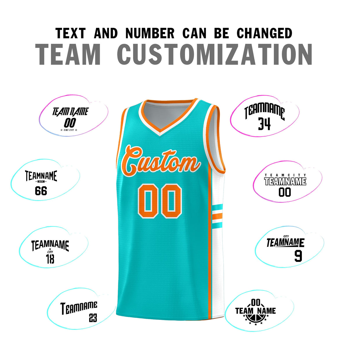 Custom Youth Basketball Jersey - Aqua White Two-Tone Classic Varsity Uniform