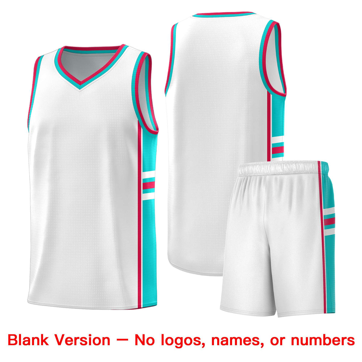 Custom Youth Basketball Jersey - White Aqua Personalized Varsity Two-Tone Uniform