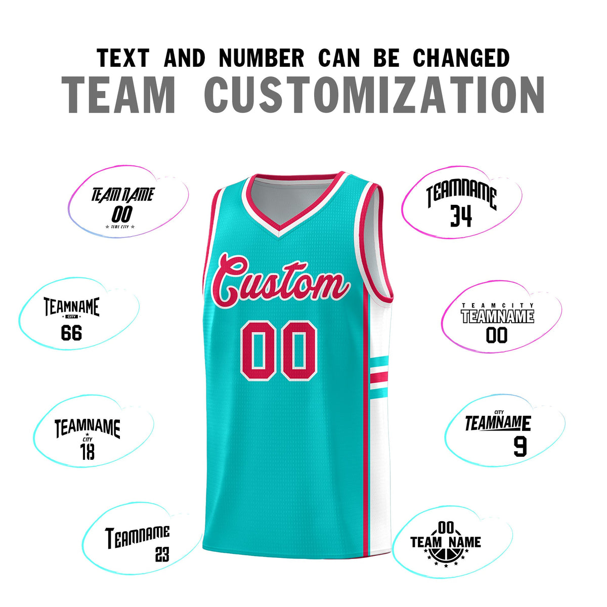 Custom Youth Basketball Jersey - Aqua White Two-Tone Classic Varsity Uniform