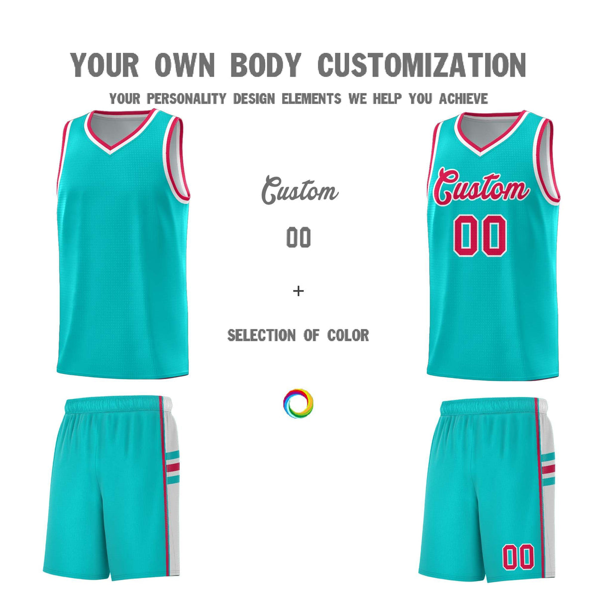Custom Youth Basketball Jersey - Aqua White Two-Tone Classic Varsity Uniform