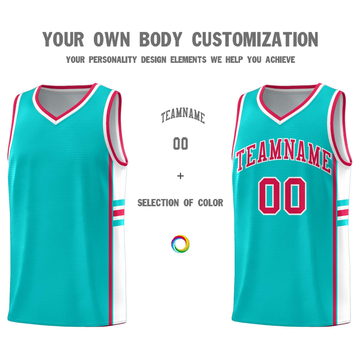 Custom Youth Basketball Jersey - Aqua White Two-Tone Classic Varsity Uniform