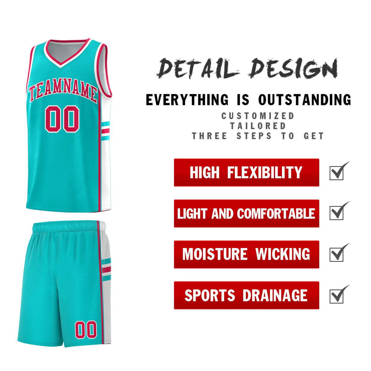 Custom Youth Basketball Jersey - Aqua White Two-Tone Classic Varsity Uniform