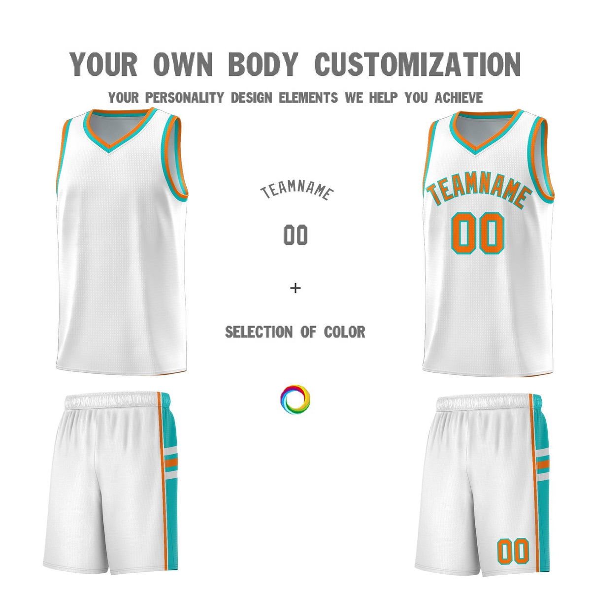 Custom Youth Basketball Jersey - White Aqua Personalized Varsity Two-Tone Uniform