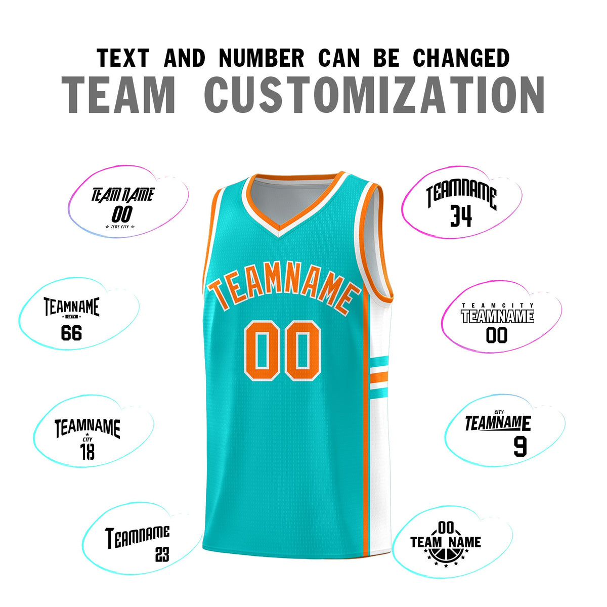 Custom Youth Basketball Jersey - Aqua White Two-Tone Classic Varsity Uniform
