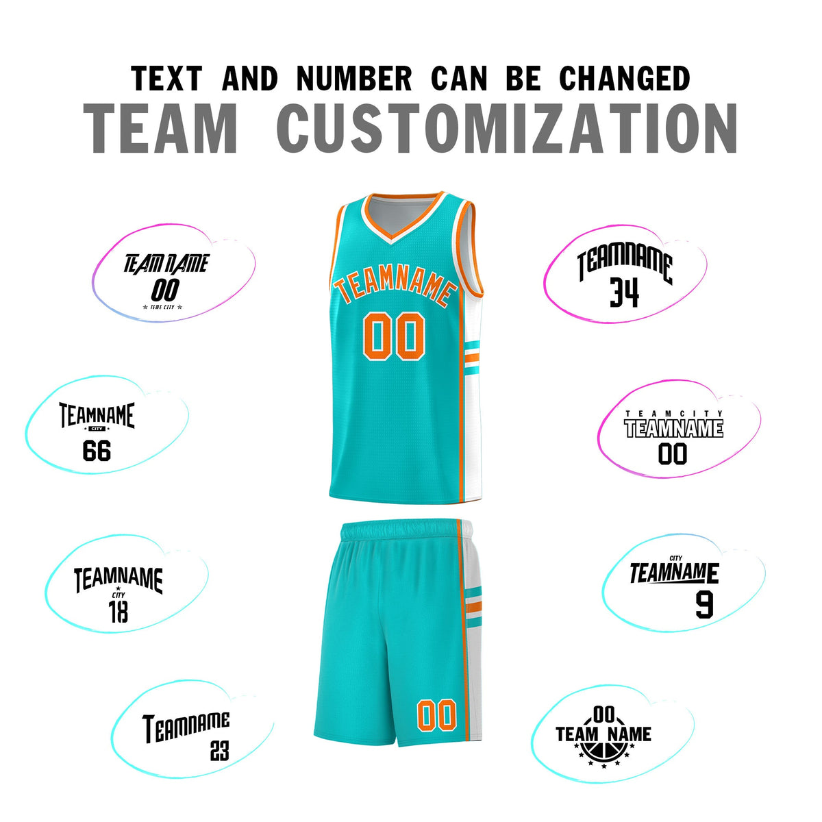 Custom Youth Basketball Jersey - Aqua White Two-Tone Classic Varsity Uniform