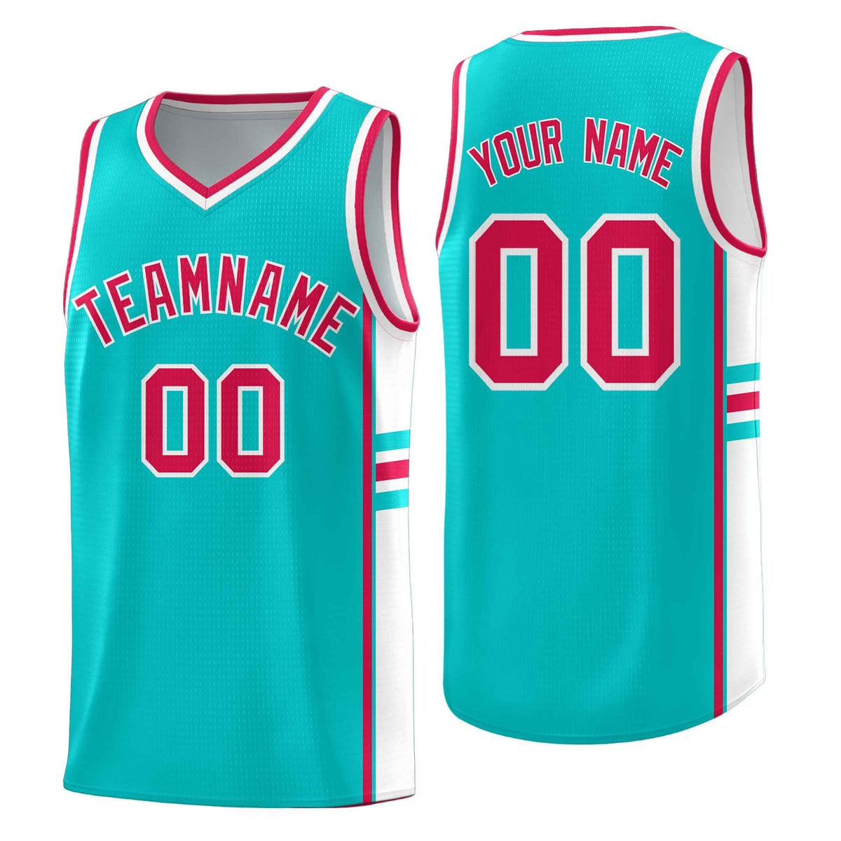Custom Youth Basketball Jersey - Aqua White Two-Tone Classic Varsity Uniform