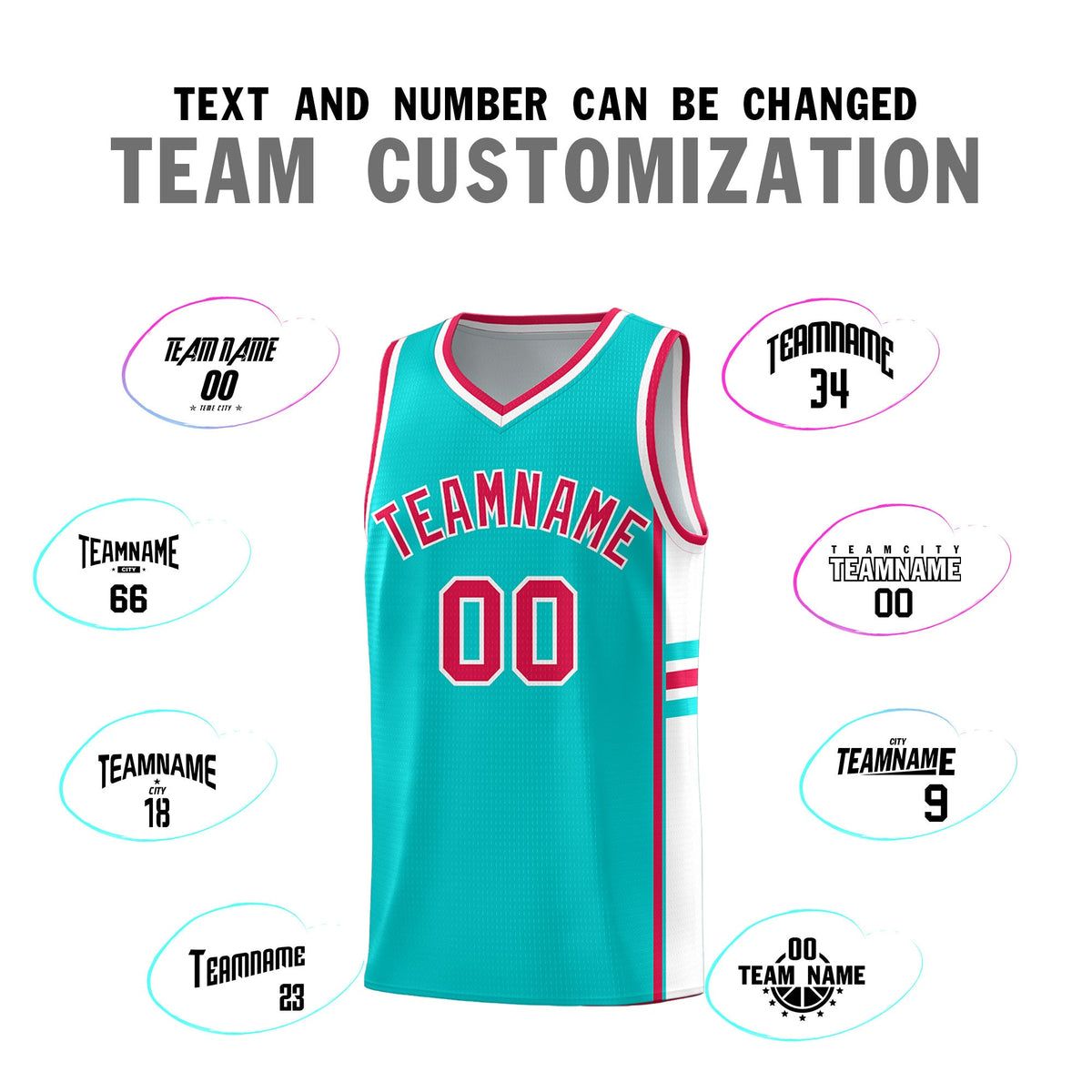 Custom Youth Basketball Jersey - Aqua White Two-Tone Classic Varsity Uniform