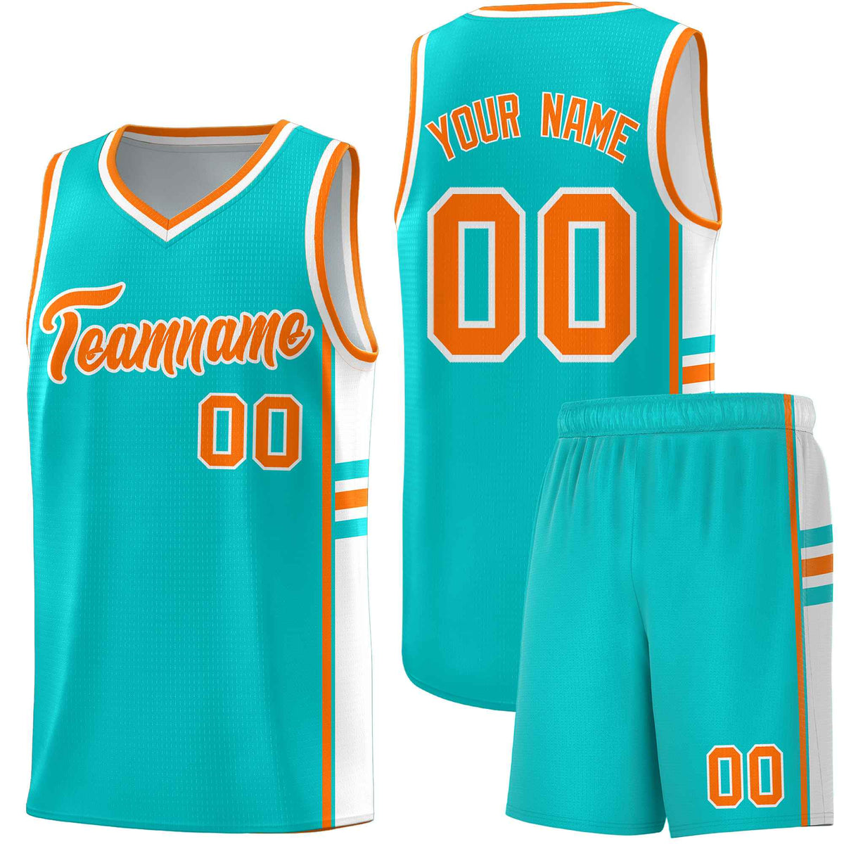 Custom Youth Basketball Jersey - Aqua White Two-Tone Classic Varsity Uniform