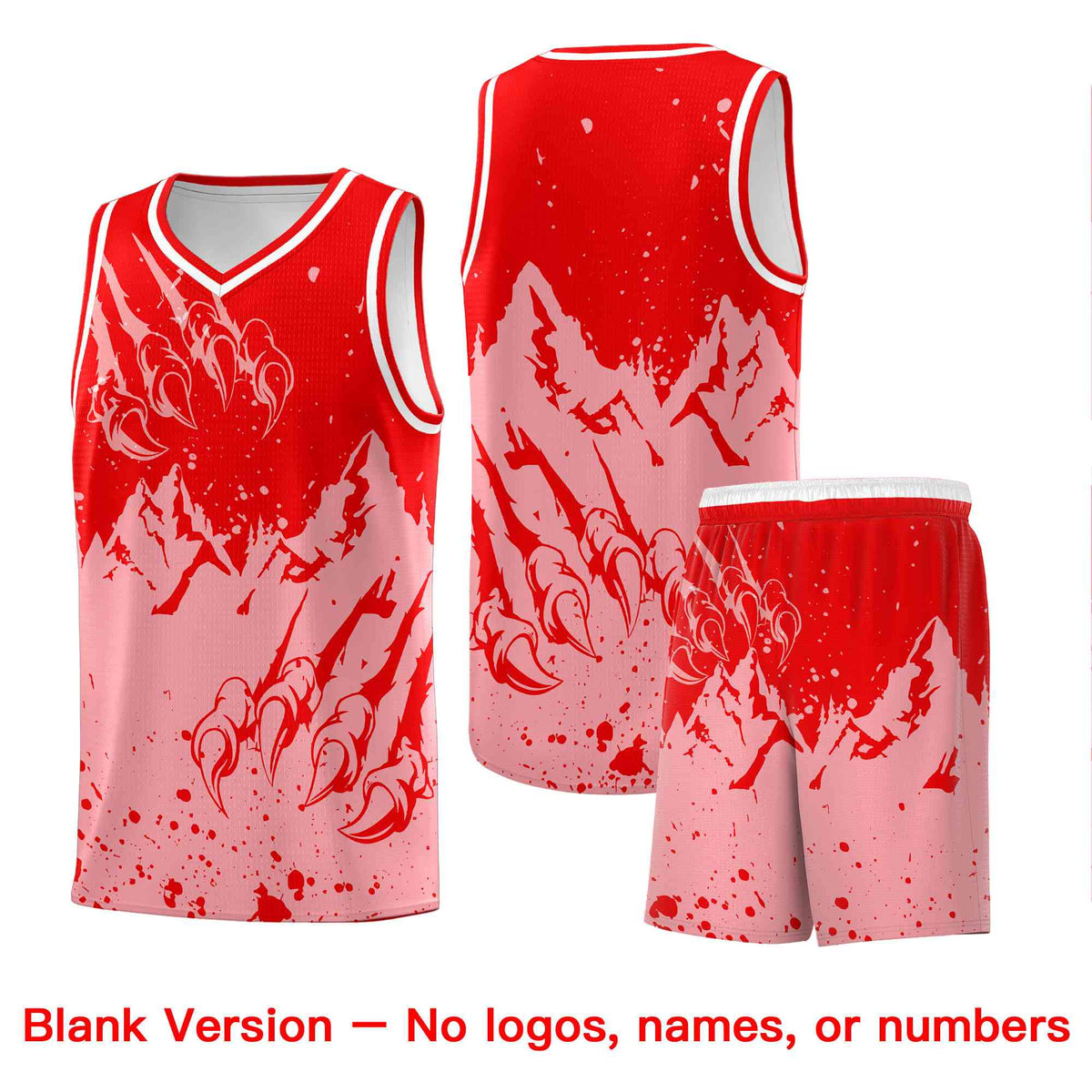 Custom Light Red Light Pink Snow Mountain Beast Pattern Sports Uniform Basketball Jersey