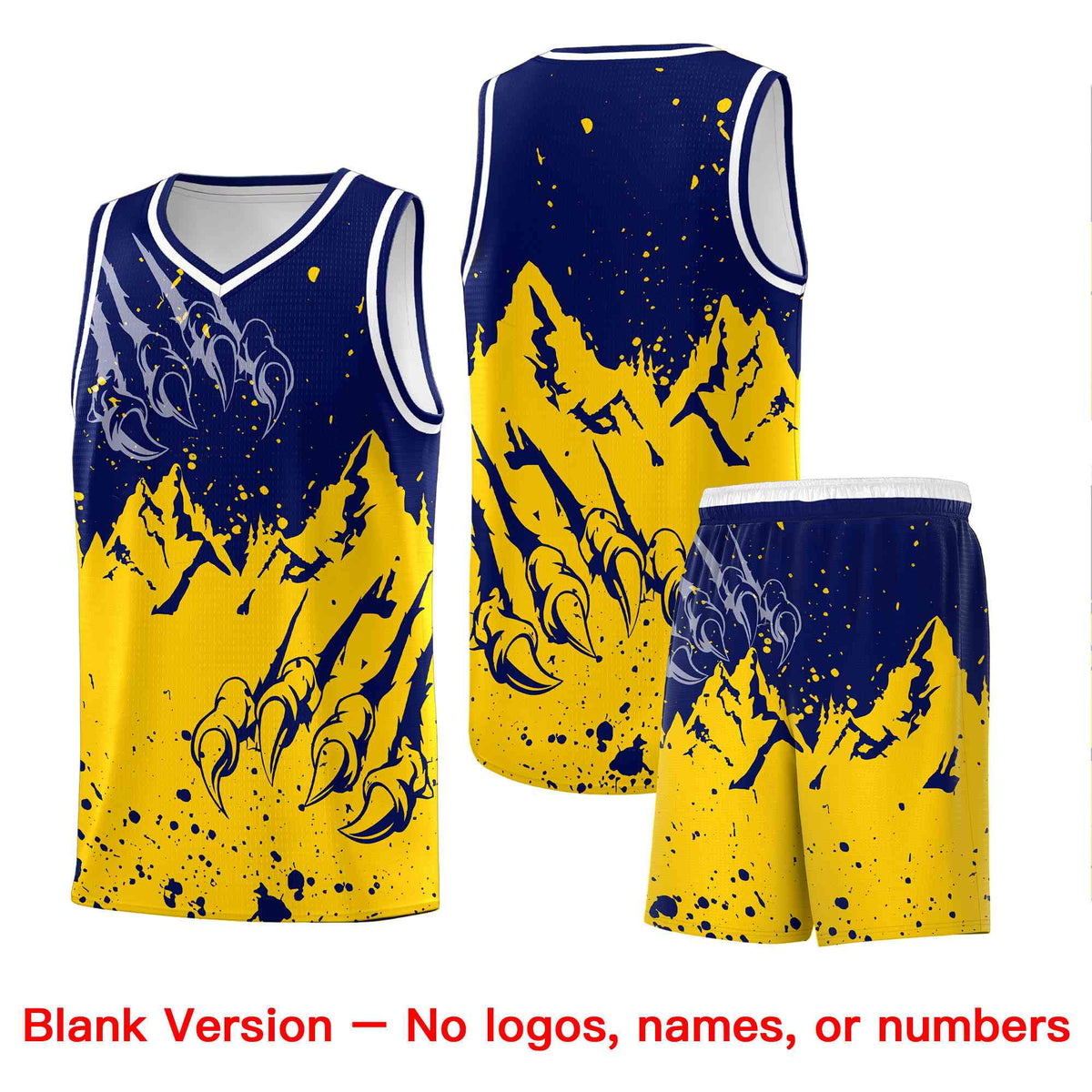 Custom Navy Gold Snow Mountain Beast Pattern Sports Uniform Basketball Jersey| KXKSHOP