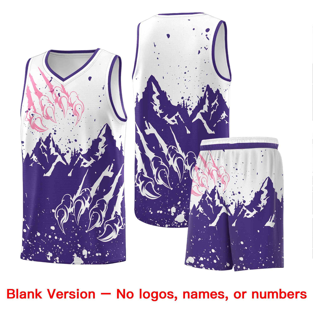 Custom White Purple Snow Mountain Beast Pattern Sports Uniform Basketball Jersey| KXKSHOP