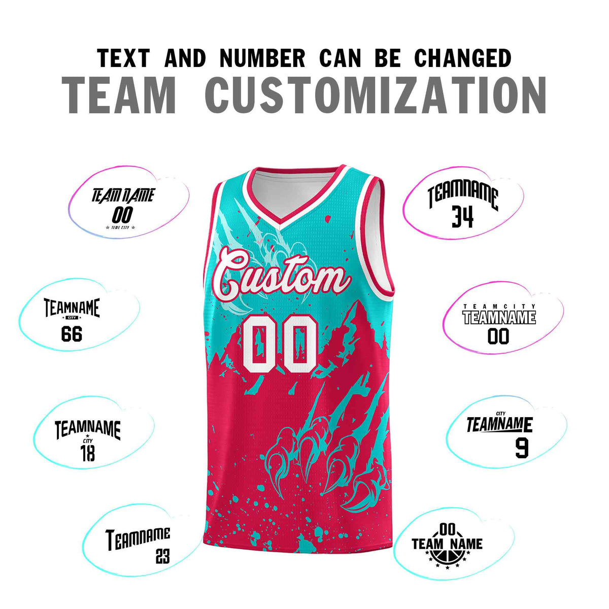 Custom Aqua Red Snow Mountain Beast Pattern Sports Uniform Basketball Jersey| KXKSHOP