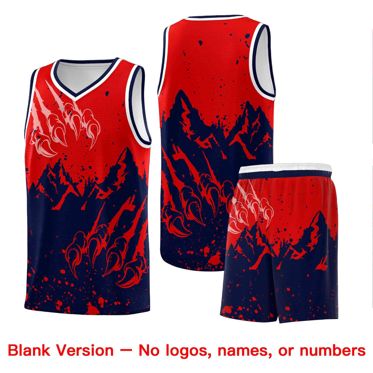 Custom Red Navy Snow Mountain Beast Pattern Sports Uniform Basketball Jersey| KXKSHOP
