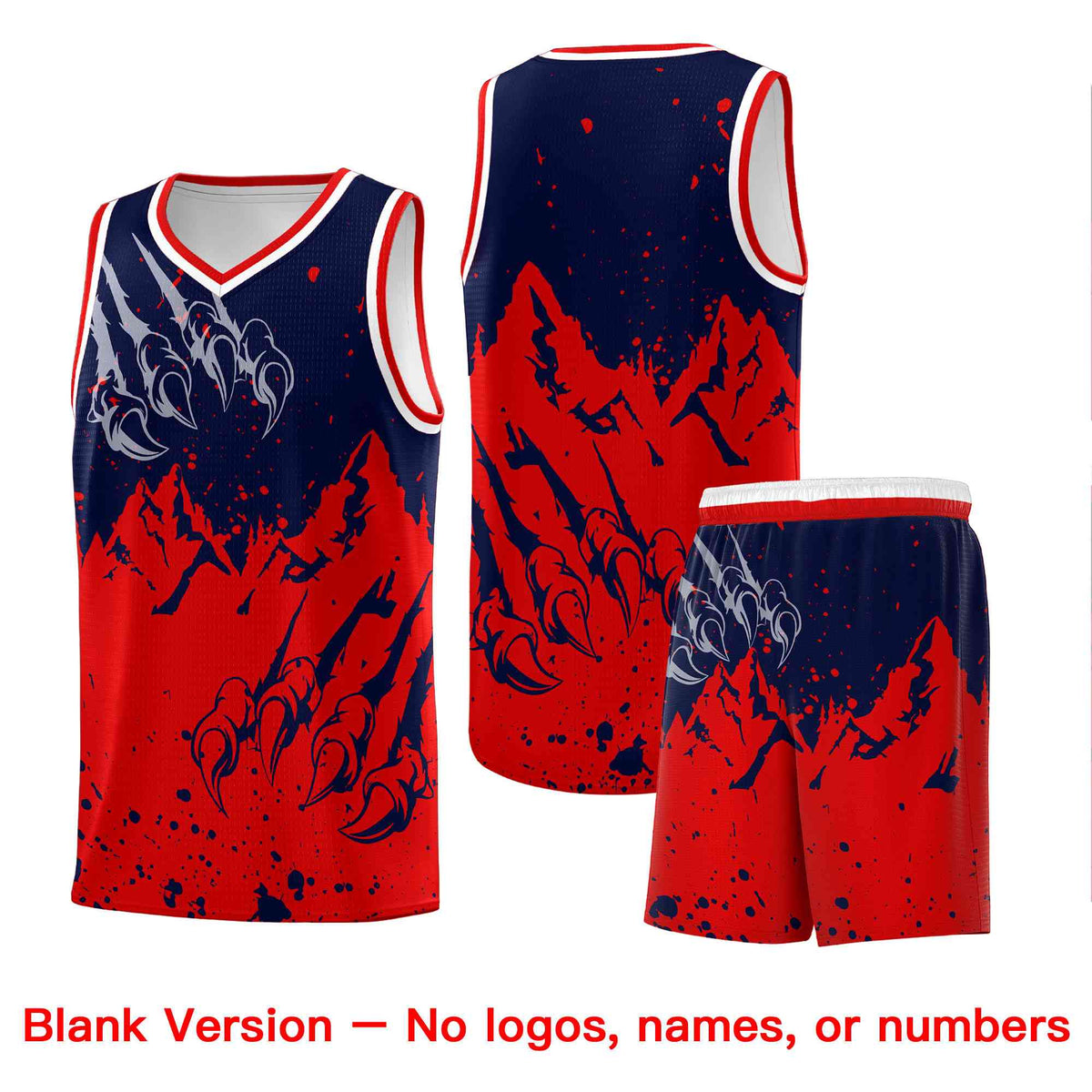 Custom Navy Red Snow Mountain Beast Pattern Sports Uniform Basketball Jersey| KXKSHOP