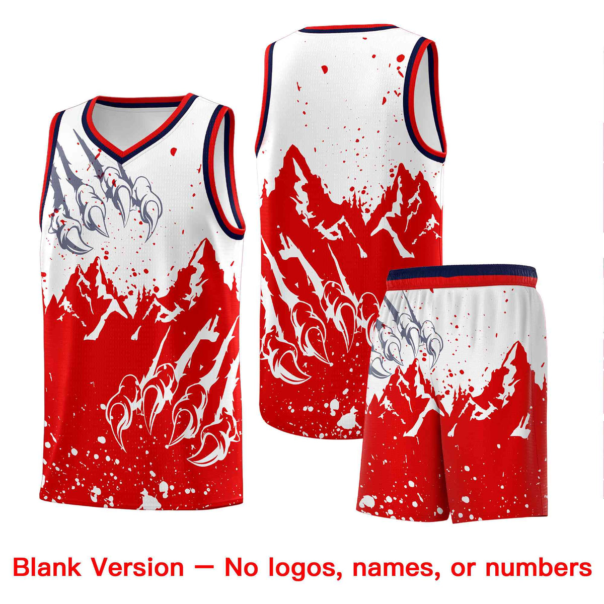 Custom White Red Snow Mountain Beast Pattern Sports Uniform Basketball Jersey| KXKSHOP