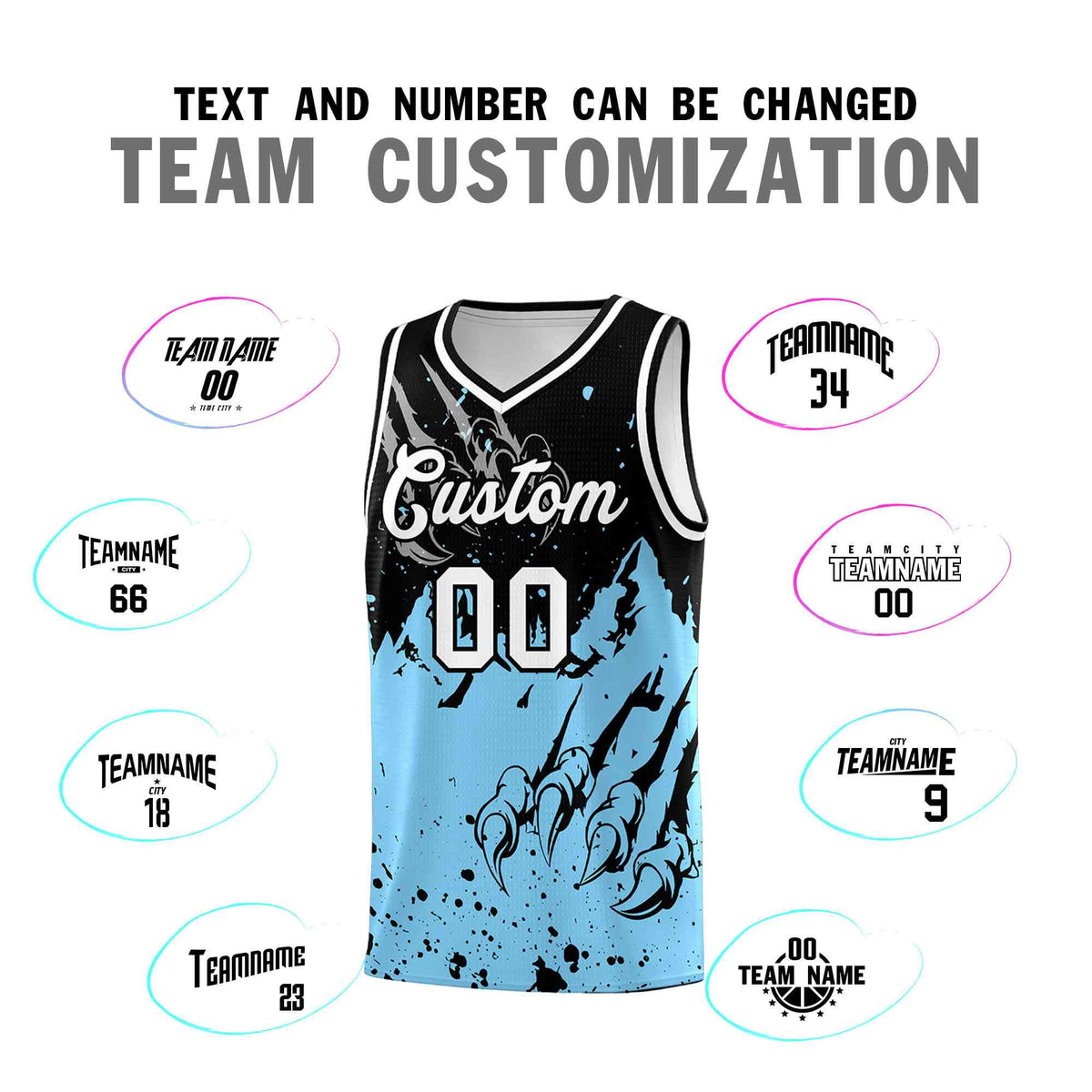 Custom Black Light Blue Snow Mountain Beast Pattern Sports Uniform Basketball Jersey| KXKSHOP